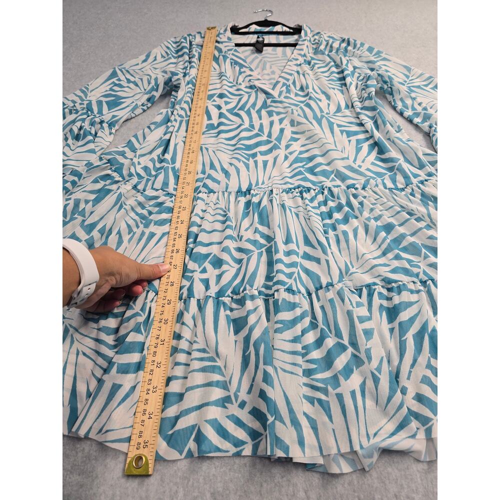Coco Reef Cover Up Dress XL Blue Tropical Print Bell Sleeve Swim Coastal Cruise - Picture 3 of 8